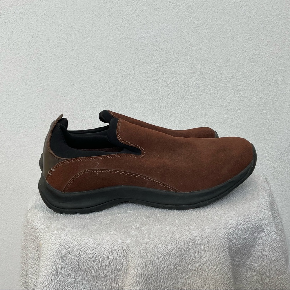 Lands' End All Weather Suede Slip On Moc Brown, Black Size 8 Women's Comfy